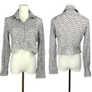 Ralph Lauren Denim & Supply Cottagecore Long Sleeve Cropped Blouse Top, M